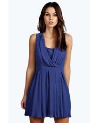 Boohoo Millie Chiffon Wrap Front Skater Dress