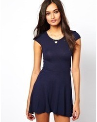 Club L Jersey Skater Dress With Cap Sleeves