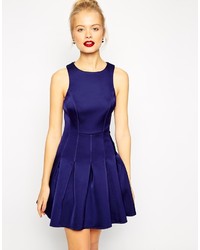 Asos Collection Skater Dress In Bonded Pleated Satin