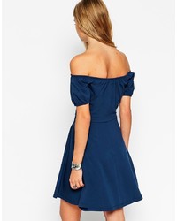 Asos Collection Skater Dress With Off Shoulder And Gypsy Detail