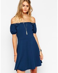 Asos Collection Skater Dress With Off Shoulder And Gypsy Detail