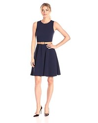 Eliza J Fit And Flare Dress With Cork Belt