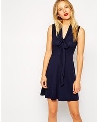 Asos Skater Dress With Pussy Bow