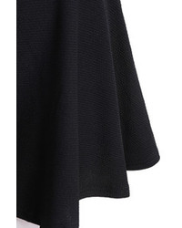 Elastic Waist Pleated Black Skirt