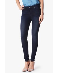 7 For All Mankind Mid Rise Ankle Skinny In Featherweight Clean Dark Blue