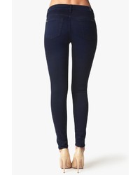 7 For All Mankind Mid Rise Skinny Contour In Midnight Navy Knit Denim