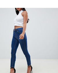 Asos Petite Asos Design Petite Ridley High Waist Skinny Jeans In Flat Blue Wash