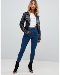 ASOS DESIGN Asos Ridley High Waist Skinny Jeans With Gia Styling In Freddie Dark Blue Wash