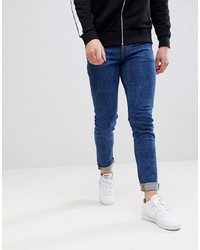 ASOS DESIGN Asos Skinny Jeans In Retro Dark Wash With Raw Hem