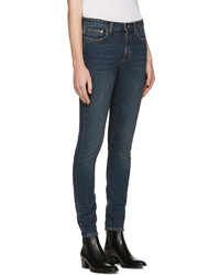 Saint Laurent Blue Cropped Skinny Jeans
