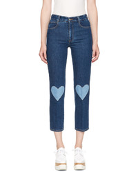 Stella McCartney Blue High Waist Cropped Skinny Jeans
