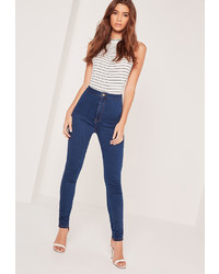Missguided Blue High Waisted Skinny Jeans
