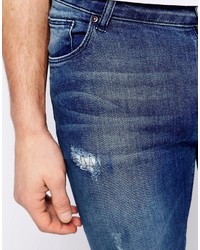 Asos Brand Extreme Super Skinny Jeans With Rip And Repair