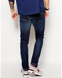 Asos Brand Skinny Jeans In Dark Blue Wash