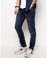 Asos Brand Skinny Jeans In Dark Blue Wash