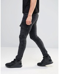 Asos Brand Super Skinny Jeans With Biker Cargo Styling