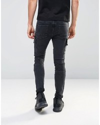 Asos Brand Super Skinny Jeans With Biker Cargo Styling
