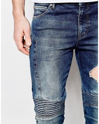 Asos Brand Super Skinny Jeans With Panels And Rips