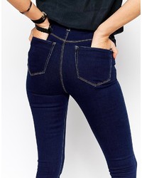 Asos Collection Ridley Skinny Ankle Grazer Jeans In Deep Rich Indigo