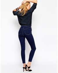 Asos Collection Ridley Skinny Ankle Grazer Jeans In Deep Rich Indigo