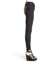 Versace Collection Studded Logo Pocket Skinny Jeans