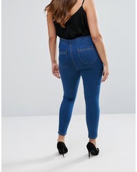 Asos Curve Curve Rivington Jegging In Rich Blue With Tobacco Stitch