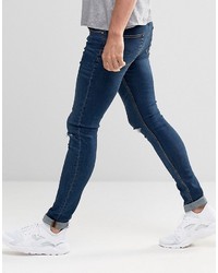 Asos Extreme Super Skinny Jeans With Knee Rips In Dark Wash