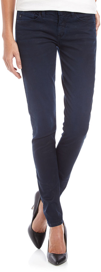 navy blue coated jeans