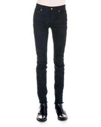 Saint Laurent Frayed Hem Skinny Jeans Black