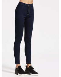 Romwe High Rise Skinny Jeans With Top Stitching