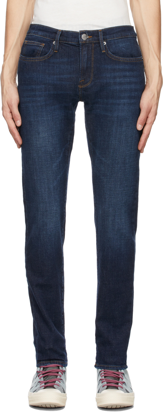 Frame Indigo Lhomme Slim Jeans, $260 | SSENSE | Lookastic