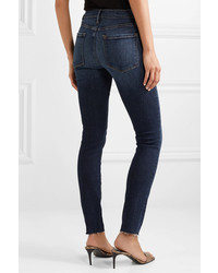 Frame Le Skinny De Jeanne Raw Edge Distressed Mid Rise Jeans