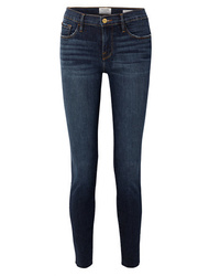 Frame Le Skinny De Jeanne Raw Edge Distressed Mid Rise Jeans
