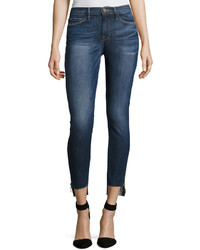 Frame Le Skinny Raw Stagger Zip Jeans Blue