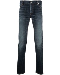 Balmain Monogram Embroidered Slim Fit Denim Jeans