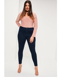 Missguided Plus Size Navy High Waisted Skinny Jeans