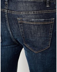 Pull&Bear Super Skinny Fit Jeans In Dark Wash Blue