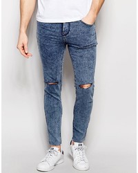 Pull&Bear Super Skinny Jeans In Acid Wash Light Blue