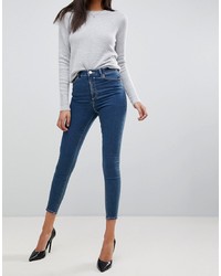 ASOS DESIGN Ridley High Waist Skinny Jeans In Mid Blue Wash