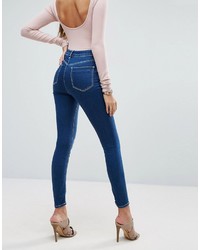 Asos Ridley Skinny Jeans In Hester Dark Stonewash With Contrast Threads