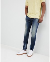 United Colors of Benetton Skinny Fit Jeans With Abrasions In Mid Wash