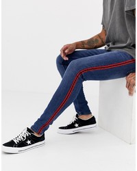 New Look Skinny Jeans With Red In Blue Wash
