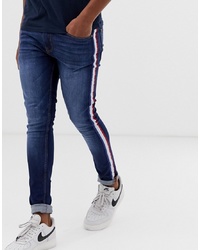 Ringspun Skinny Jeans With Striped Taping