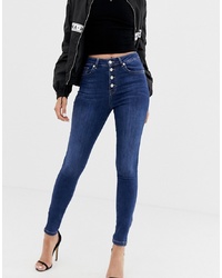 NA-KD Skinny Jeans With Zip Ankle In Mid Blue