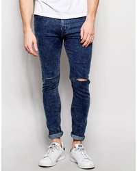 Pull&Bear Super Skinny Jeans In Acid Wash Blue