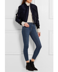 L'Agence The Margot Cropped High Rise Skinny Jeans Mid Denim