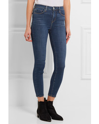 L'Agence The Margot Cropped High Rise Skinny Jeans Mid Denim