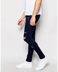 WÅVEN Waven Jeans Royd Extreme Super Skinny Fit Mid Rise Extreme Rips Maria Blue