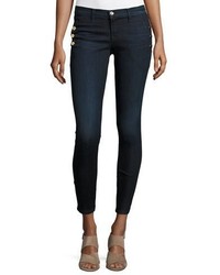 J Brand Zion Mid Rise Skinny Ankle Jeans W Button Detail Blue