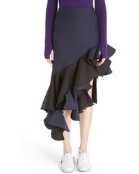 Jacquemus La Jupe Camargue Asymmetrical Ruffle Skirt